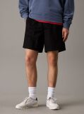 Black Cotton Linen Twill Shorts  Men