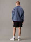 Black Cotton Linen Twill Shorts  Men