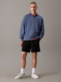 Black Cotton Linen Twill Shorts  Men