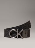 Black Leather Reversible Logo Belt  Men