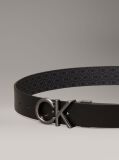 Black Leather Reversible Logo Belt  Men