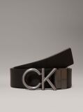 Black Leather Reversible Logo Belt  Men