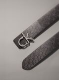 Black Reversible Logo Leather Belt  Women