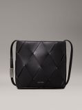 Black Square Woven Crossbody Bag  Women