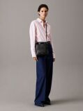 Black Square Woven Crossbody Bag  Women