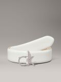 White Leather Logo Belt  Women