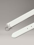 White Leather Logo Belt  Women