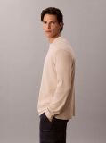 White Long Sleeve Waffle T-shirt  Men
