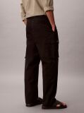 Black Cotton Stretch Straight Fit Cargo Trousers  Men