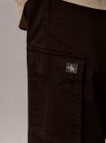 Black Cotton Stretch Straight Fit Cargo Trousers  Men