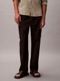 Black Cotton Stretch Straight Fit Cargo Trousers  Men