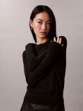 Black Merino Wool Crew Neck Jumper  Women