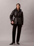 Black Lightweight Belted Puffer Jacket  Women