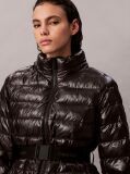Black Lightweight Belted Puffer Jacket  Women