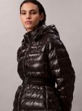 Black Lightweight Belted Puffer Jacket  Women