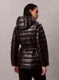 Black Lightweight Belted Puffer Jacket  Women