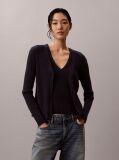Blue Long Sleeve Cardigan With Ribbed Tank Top Set  Women