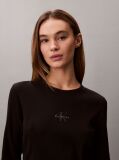 Black Monogram Logo Long Sleeve Baby Tee  Women