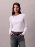White Monogram Logo Long Sleeve Baby Tee  Women