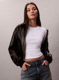 White Monogram Logo Long Sleeve Baby Tee  Women