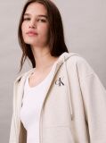 Beige Monogram Zip Up Hoodie  Women