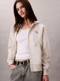 Beige Monogram Zip Up Hoodie  Women