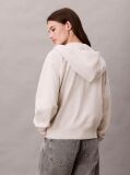 Beige Monogram Zip Up Hoodie  Women