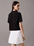 Black Cropped Shield Logo T-shirt  Women