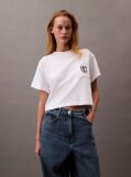 White Cropped Shield Logo T-shirt  Women