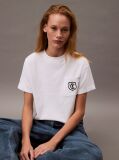 White Cropped Shield Logo T-shirt  Women