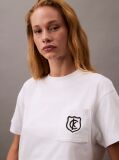 White Cropped Shield Logo T-shirt  Women