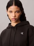 Black Cotton Terry Monogram Hoodie  Women