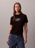 Black Script Logo Graphic Slim T-Shirt  Women