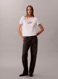 White Script Logo Graphic Slim T-Shirt  Women