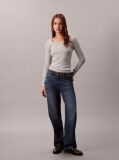 Grey Ribbed Cotton Long Sleeve Top  Women