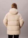 Beige Logo Belt Hooded Puffer Jacket  Women