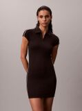 Black Tech Knit Polo Mini Dress  Women