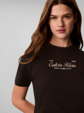 Black Two-Tone Logo Crew Neck T-Shirt  Women