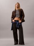 Brown Faux Leather Motorcycle Jacket  Women