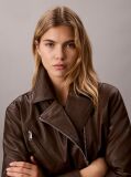 Brown Faux Leather Motorcycle Jacket  Women