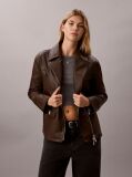 Brown Faux Leather Motorcycle Jacket  Women