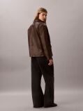 Brown Faux Leather Motorcycle Jacket  Women