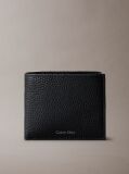 Black Embossed Logo Bifold Wallet with Coin Pouch  Men