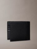 Black Embossed Logo Bifold Wallet with Coin Pouch  Men