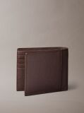 Brown Embossed Logo Bifold Wallet with Coin Pouch  Men