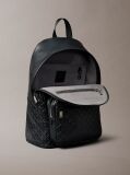 Black Embossed Allover Monogram Backpack  Men