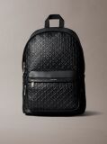 Black Embossed Allover Monogram Backpack  Men
