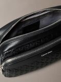 Black Embossed Emblem Logo Camera Bag  Men