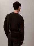 Black Embossed Emblem Logo Camera Bag  Men