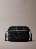 Black Embossed Emblem Logo Camera Bag  Men
